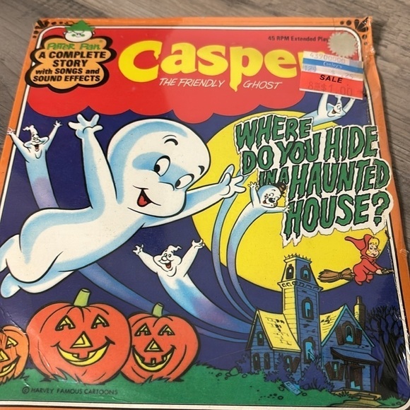 CASPER THE FRIENDLY GHOST WHERE DO YOU HIDE IN A HAUNTED HOUSE 45 RPM RECORD - Picture 3 of 5